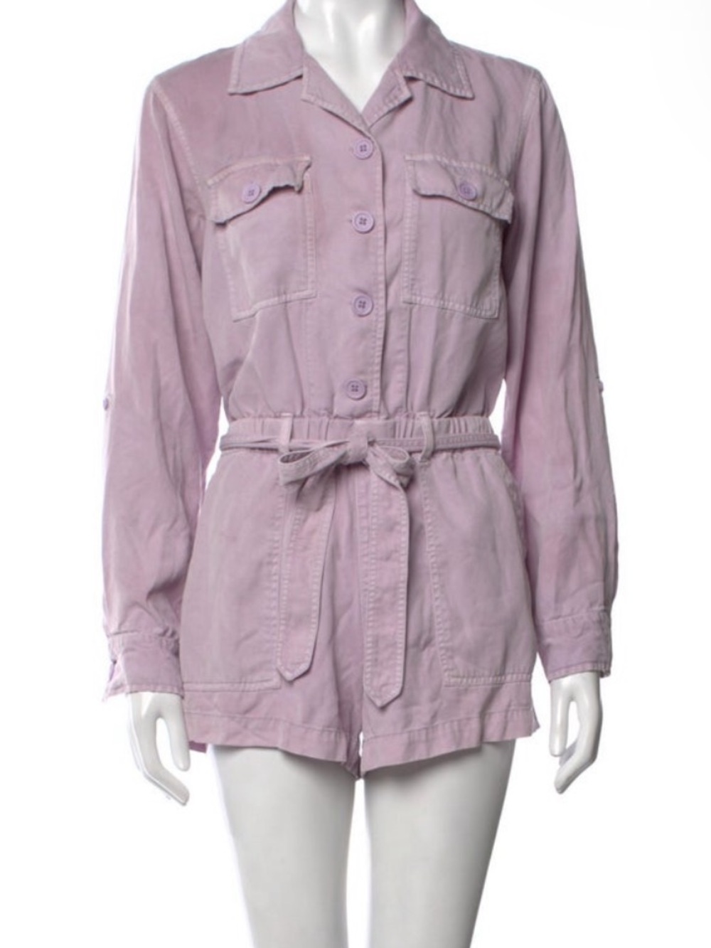 Pam & Gela Lilac Utility Jacket Romper with Tie Waist